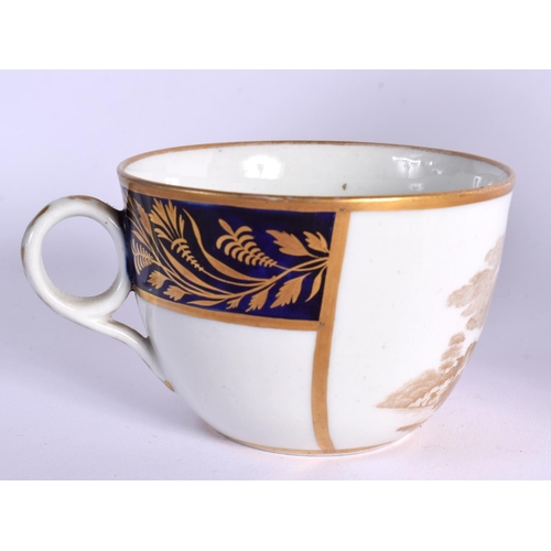 257 - LATE 18TH CENTURY NEW HALL `WARBURTON'S  PATENT' TEACUP AND SAUCER PRINTED IN GOLD  PATTERN 888. Cup... 