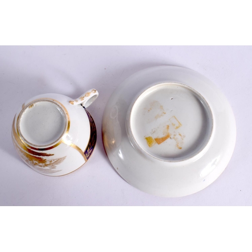 257 - LATE 18TH CENTURY NEW HALL `WARBURTON'S  PATENT' TEACUP AND SAUCER PRINTED IN GOLD  PATTERN 888. Cup... 