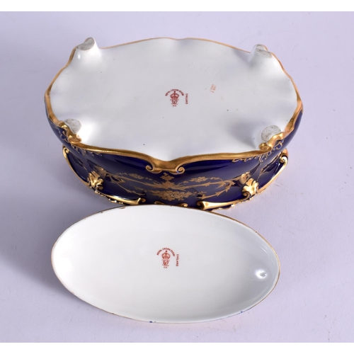 260 - ROYAL CROWN DERBY VASE AND COVER WITH BLUE GROUND DECORATED IN TWO TONE GILT  DATE MARK FOR 1899. 12... 