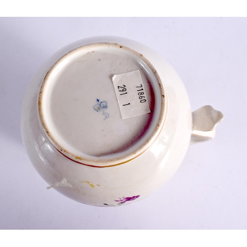 273 - 18TH CENTURY CHELSEA DERBY BARREL MOULDED JUG BY EDWARD WITHERS  BLUE MARK. 15cm High