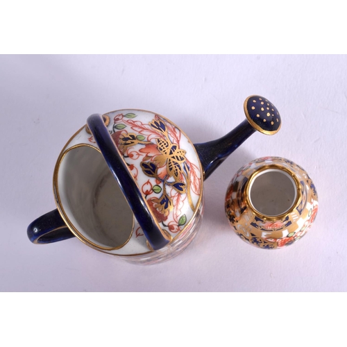 286 - ROYAL CROWN DERBY WATERING CAN PAINTED WITH PATTERN 6299 DATE MARK 1911AND A SMALL VASE SIMILAR DATE... 