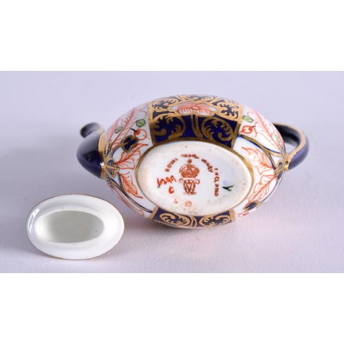 287 - ROYAL CROWN DERBY MINIATURE COFFEE POT AND COVER PATTERN 6299 PRE-1921. 7.5cm High