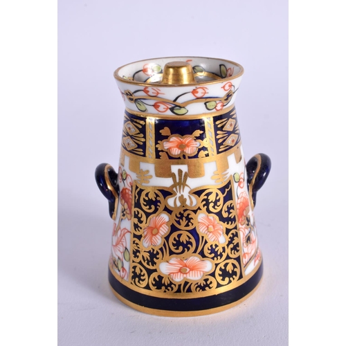 288 - ROYAL CROWN DERBY MINIATURE MILK CHURN PATTERN 6299  DATE MARK 1914. 6.5cm High