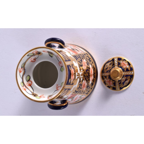 288 - ROYAL CROWN DERBY MINIATURE MILK CHURN PATTERN 6299  DATE MARK 1914. 6.5cm High