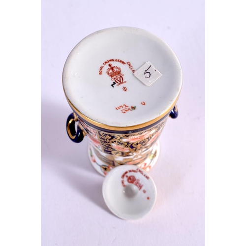 288 - ROYAL CROWN DERBY MINIATURE MILK CHURN PATTERN 6299  DATE MARK 1914. 6.5cm High