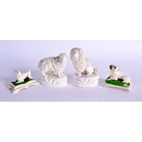292 - 19TH CENTURY PAIR OF ENGLISH PORCELAIN BISCUIT FINELY MODELLED POODLES  ANOTHER POODLE PATTERN 136 A... 