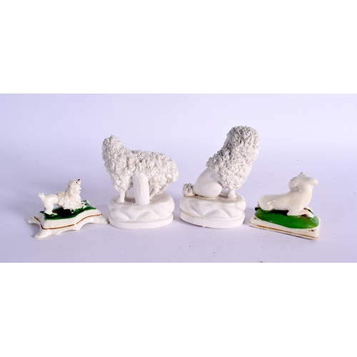 292 - 19TH CENTURY PAIR OF ENGLISH PORCELAIN BISCUIT FINELY MODELLED POODLES  ANOTHER POODLE PATTERN 136 A... 