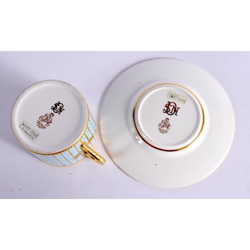 297 - 20TH CENTURY LYNTON PORCELAIN COFFEE CAN AND SAUCER PAINTED WITH A SAILING SCENE BY S. NOWAKI  SIGNE... 