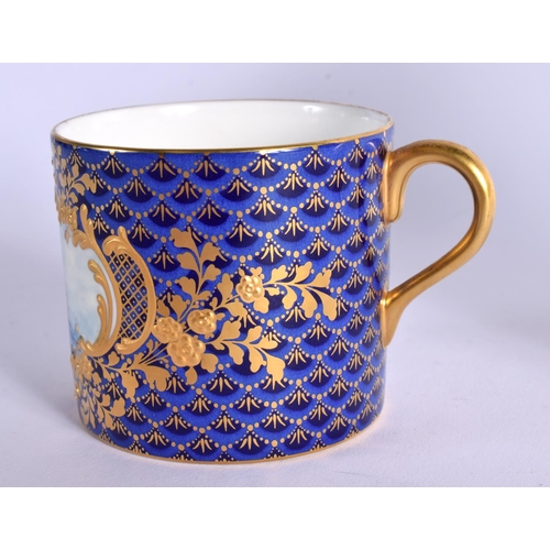 298 - 20TH CENTURY LYNTON PORCELAIN COFFEE CAN AND SAUCER PAINTED WITH  A SAILING SCENE BY S. NOWAKI  SIGN... 