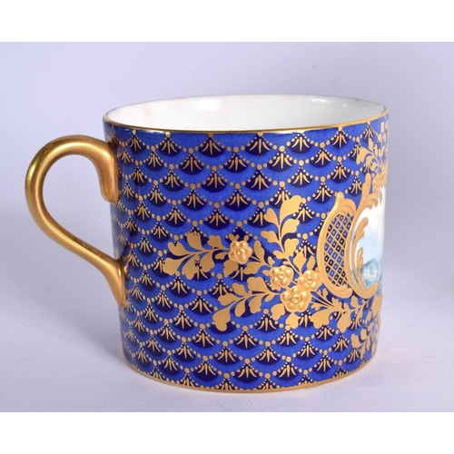298 - 20TH CENTURY LYNTON PORCELAIN COFFEE CAN AND SAUCER PAINTED WITH  A SAILING SCENE BY S. NOWAKI  SIGN... 
