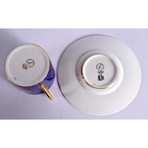 298 - 20TH CENTURY LYNTON PORCELAIN COFFEE CAN AND SAUCER PAINTED WITH  A SAILING SCENE BY S. NOWAKI  SIGN... 