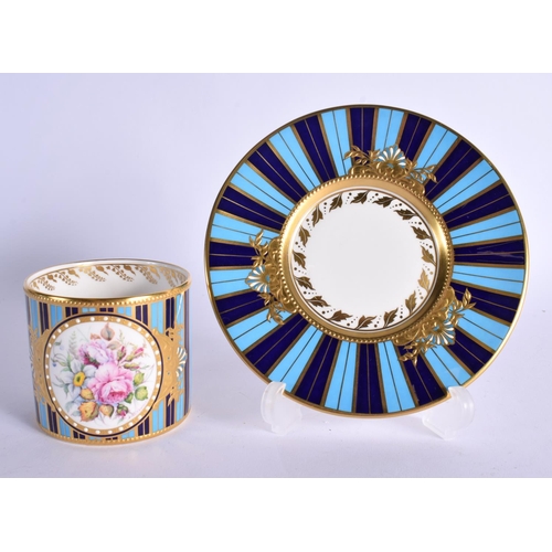 299 - 20TH CENTURY LYNTON PORCELAIN COFFEE CAN AND SAUCER PAINTED WITH FLOWERS BY S. NOWAKI  SIGNED AND MO... 