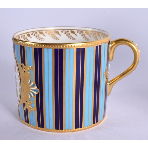 299 - 20TH CENTURY LYNTON PORCELAIN COFFEE CAN AND SAUCER PAINTED WITH FLOWERS BY S. NOWAKI  SIGNED AND MO... 