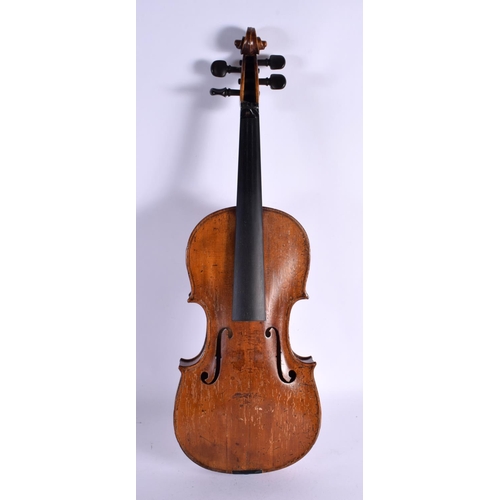 368 - A SINGLE PIECE BACK VIOLIN. 58 cm long  length of back 36 cm.