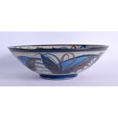 374 - A 1990S STUDIO POTTERY BOWL together with a similar ge type stoneware dish. Largest 22 cm wide. (2)