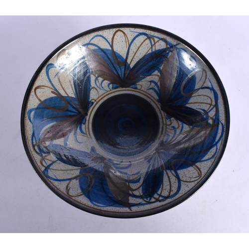 374 - A 1990S STUDIO POTTERY BOWL together with a similar ge type stoneware dish. Largest 22 cm wide. (2)