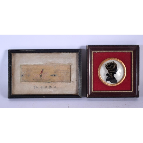 376 - A REVERSE PAINTED SILHOUETTE by H C Bassett  together with a Stevengraph with original label. Larges... 
