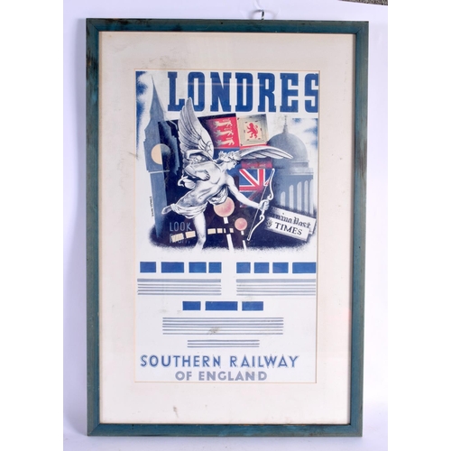 388 - A FRAMED LOCOMOTIVE SOUTHERN RAILWAY PRINT. 65 cm x 42 cm.