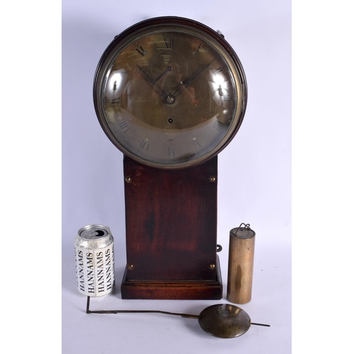 389 - A RARE GEORGE III ENGRAVED BRASS DIAL TRUNK DRIVEN CLOCK by William Hand of London  with cast bezel ... 