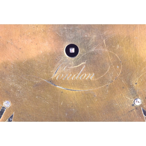 389 - A RARE GEORGE III ENGRAVED BRASS DIAL TRUNK DRIVEN CLOCK by William Hand of London  with cast bezel ... 