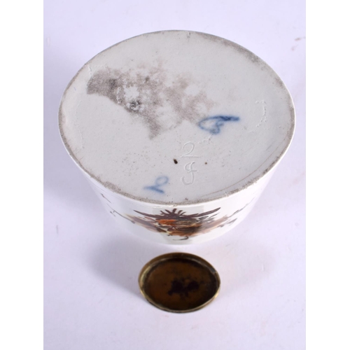 392 - AN 18TH CENTURY GERMAN FURSTENBERG PORCELAIN TEA CADDY AND COVER Meissen style. 11 cm x 7.5 cm.