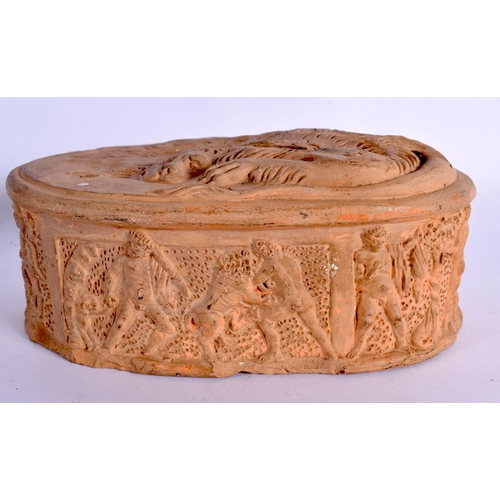 394 - AN UNUSUAL 19TH CENTURY EUROPEAN GRAND TOUR TERRACOTTA COVER After the Antiquity. 17 cm x 11 cm.