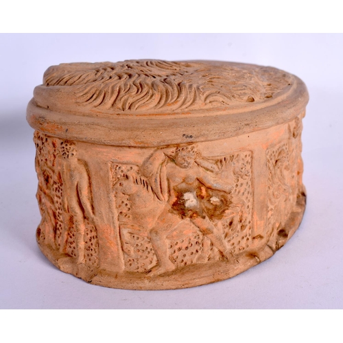 394 - AN UNUSUAL 19TH CENTURY EUROPEAN GRAND TOUR TERRACOTTA COVER After the Antiquity. 17 cm x 11 cm.