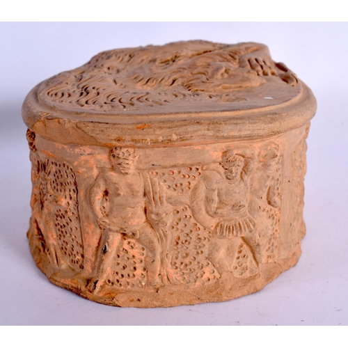394 - AN UNUSUAL 19TH CENTURY EUROPEAN GRAND TOUR TERRACOTTA COVER After the Antiquity. 17 cm x 11 cm.