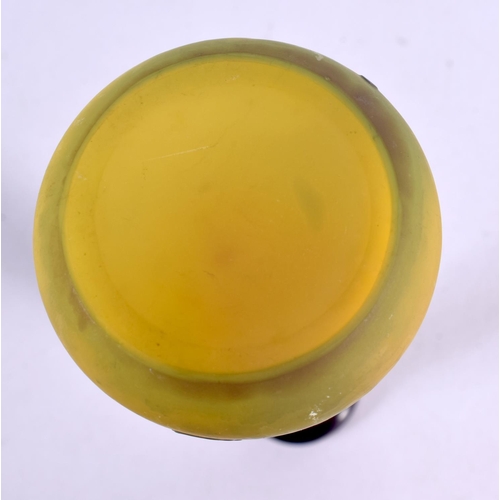 400 - A SMALL FRENCH GALLE CAMEO GLASS VASE decorated with foliage. 14 cm high.