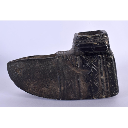 401 - A VERY EARLY CONTINENTAL CARVED STONE TRIBAL OIL TYPE LAMP possibly South or South American. 16 cm x... 