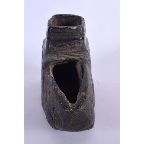 401 - A VERY EARLY CONTINENTAL CARVED STONE TRIBAL OIL TYPE LAMP possibly South or South American. 16 cm x... 