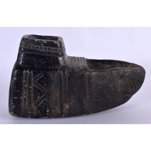 401 - A VERY EARLY CONTINENTAL CARVED STONE TRIBAL OIL TYPE LAMP possibly South or South American. 16 cm x... 