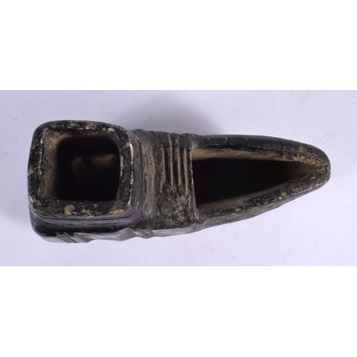 401 - A VERY EARLY CONTINENTAL CARVED STONE TRIBAL OIL TYPE LAMP possibly South or South American. 16 cm x... 