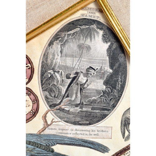 410 - A VERY UNUSUAL 19TH CENTURY STONYHURST COLLEGE ENGRAVING by Roffe  decorated with military macaws et... 