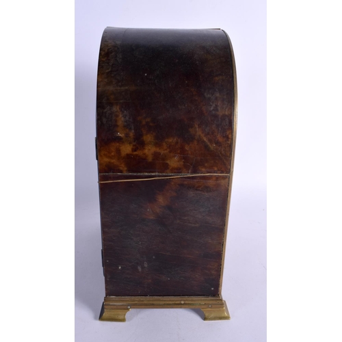 416 - A 19TH CENTURY EUROPEAN TORTOISESHELL MOUNTED BRACKET CLOCK with gilt metal dial. 28 cm x 18 cm.