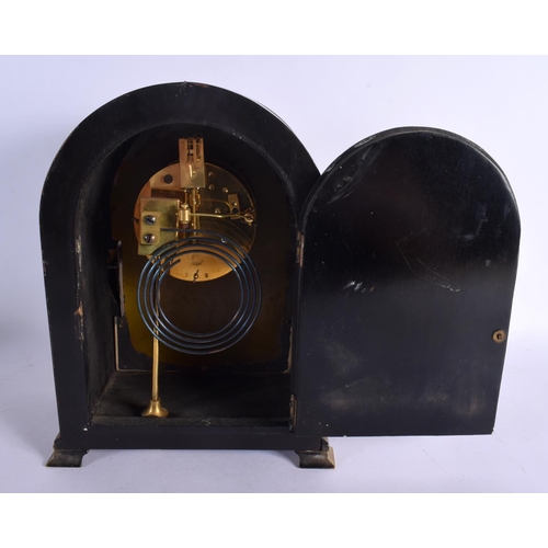 416 - A 19TH CENTURY EUROPEAN TORTOISESHELL MOUNTED BRACKET CLOCK with gilt metal dial. 28 cm x 18 cm.