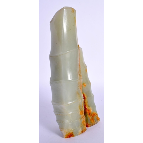 45 - A FINE 19TH CENTURY CHINESE CARVED GREEN JADE VASE Qing  overlaid with phoenix birds and lingzhi fun... 