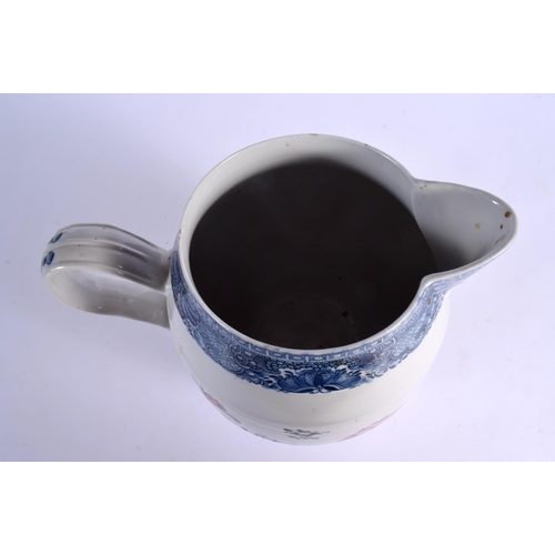 53 - A LARGE 18TH CENTURY CHINESE EXPORT FAMILLE ROSE CIDER JUG Qianlong  painted with flowers and birds.... 