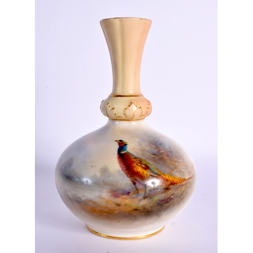 106 - A ROYAL WORCESTER VASE by James Stinton, together with other teawares. (qty)