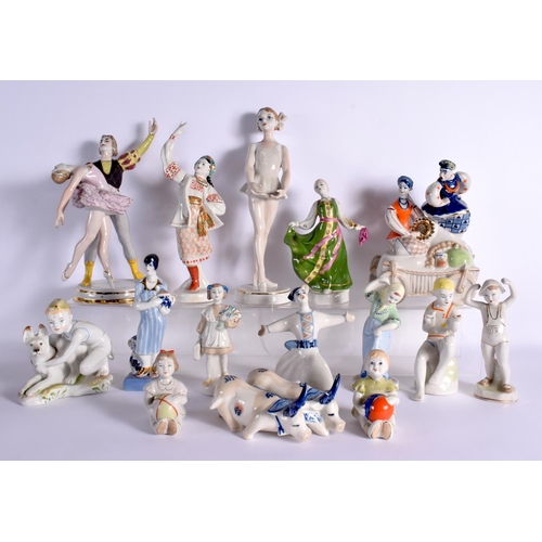 107 - A COLLECTION OF FIFTEEN UKRAINIAN PORCELAIN FIGURES in various forms and sizes. Largest 25 cm high. ... 