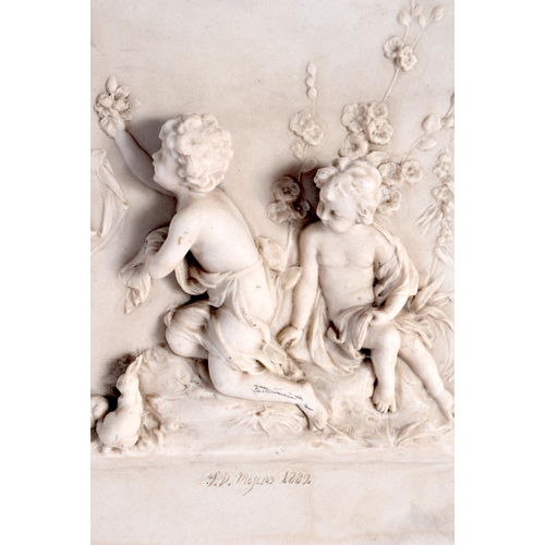 113 - A CONTEMPORARY RECONSTITUTED MARBLE PANEL. 32 cm x 22 cm.