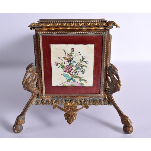 122 - A LARGE 19TH CENTURY FRENCH PAINTED SAMSONS OF PARIS PORCELAIN CASKET depicting birds in landscapes.... 