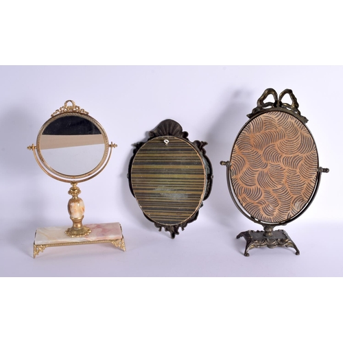 124 - THREE VINTAGE MIRRORS. Largest 35 cm x 12 cm. (3)