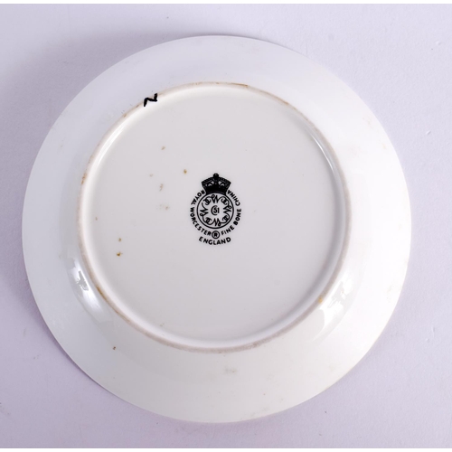 143 - Royal Worcester pin tray painted with fruit by Roberts, signed, black mark. 10cm Diameter