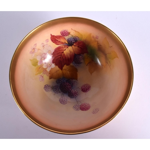 151 - Royal Worcester large bowl painted inside and out with autumnal leaves and berries by K. Blake, sign... 