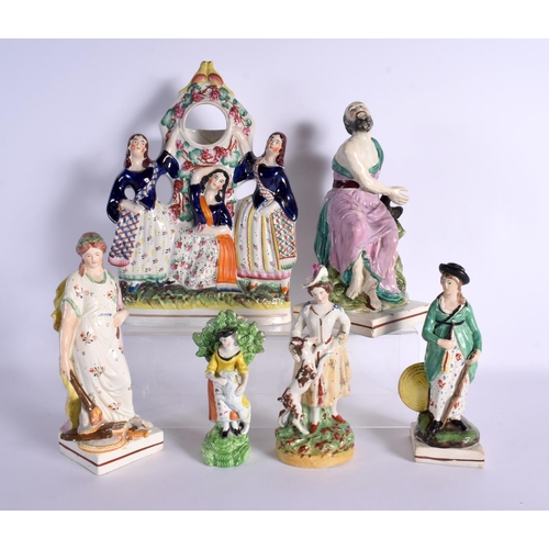 184 - 18th and 19th century group of six Staffordshire figures. 29cm High (6)