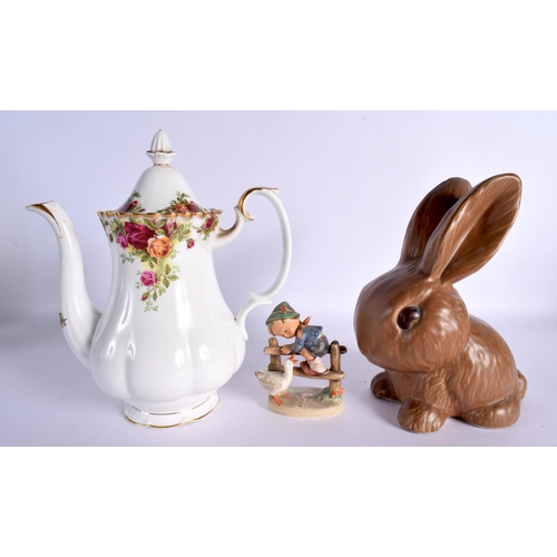 190 - 20th century four Crescent ware moulded bowls, 2 Spode dishes, a pottery rabbit, a Goebel figure and... 