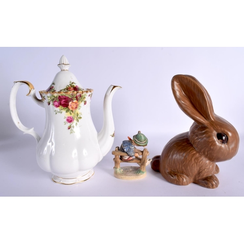 190 - 20th century four Crescent ware moulded bowls, 2 Spode dishes, a pottery rabbit, a Goebel figure and... 