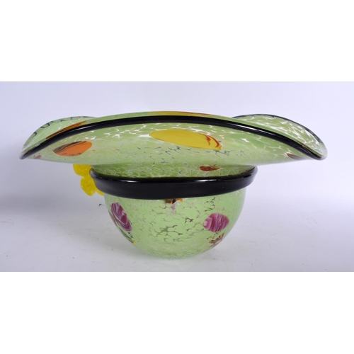 2 - A LOVELY STUDIO ART GLASS MURANO FRUIT BOWL in the form of a hat. 35 cm x 18 cm.