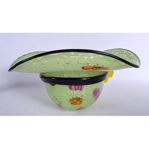 2 - A LOVELY STUDIO ART GLASS MURANO FRUIT BOWL in the form of a hat. 35 cm x 18 cm.